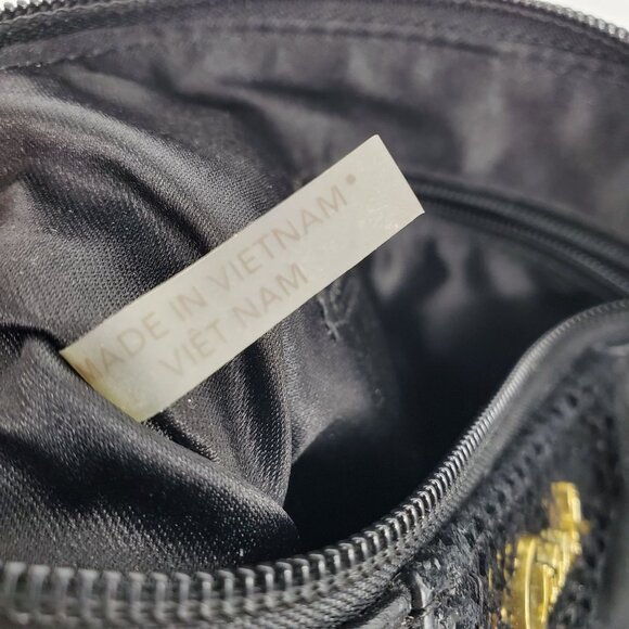 Coach Ashley Black Leather Snake Embossed Accent Gold Hardware Shoulder Purse - Picture 11 of 12